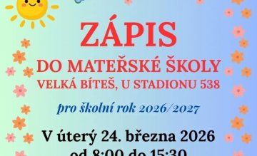 ZÁPIS DO MATEŘSKÉ ŠKOLY U STADIONU