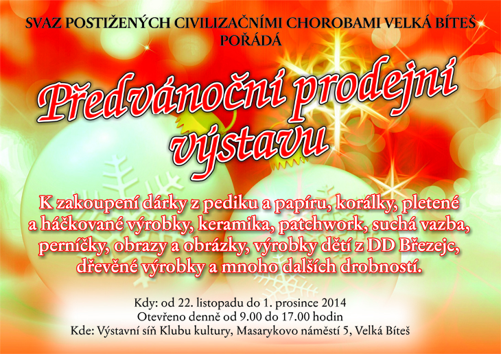 PŘEDPRODEJNÍ VÁNOČNÍ VÝSTAVA PLAKÁT