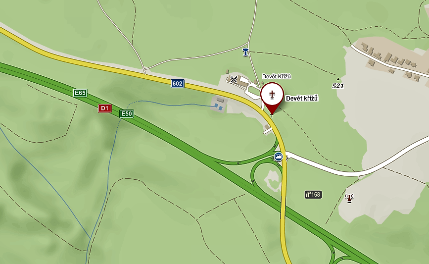 Devět křížů-mapa