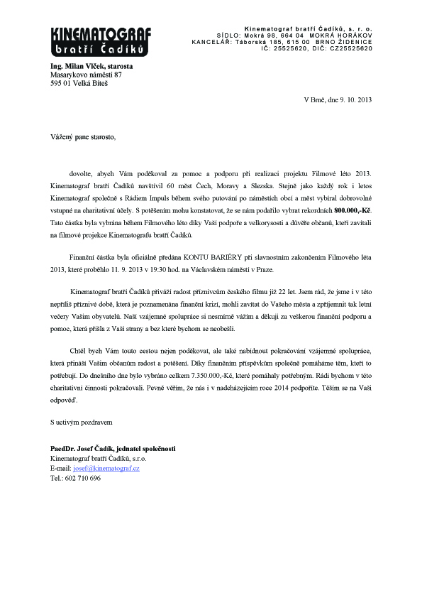 Dekovny dopis Velka Bites