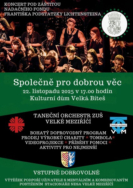 Společně pro dobrou věc 22. listopadu 2025 v 17.00 hodin Kulturní dům Velká Bíteš copy